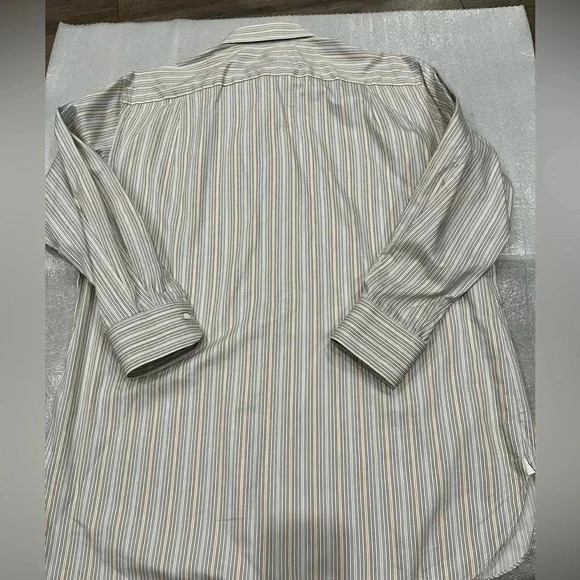 [17]Ermenegildo Zegna Rossini  Regular Brown/ Blue Pinstripes Dress Shirt - Picture 9 of 12